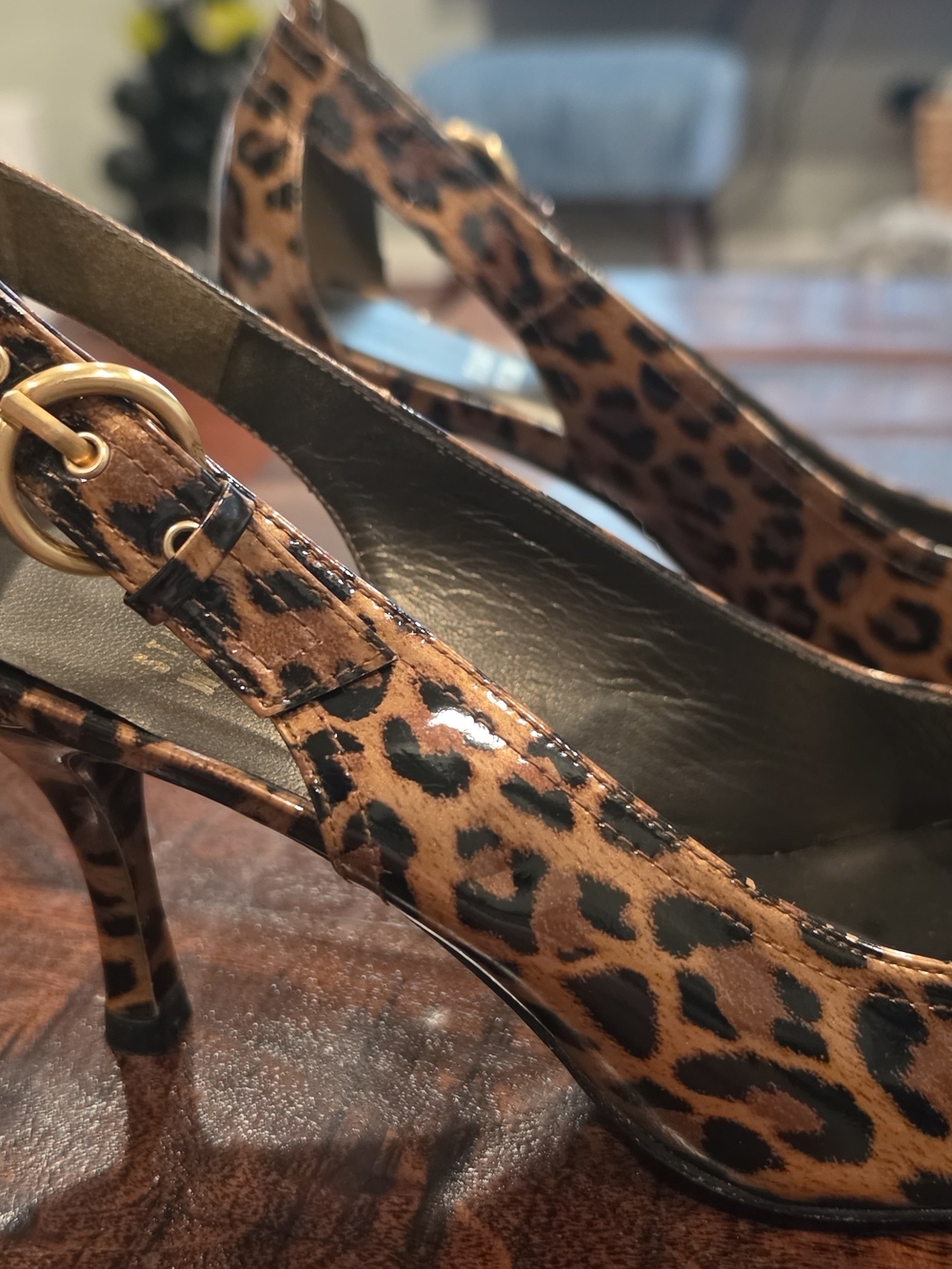 Stuart Weitzman Leopard Print Slingback Heels - Brown/Black